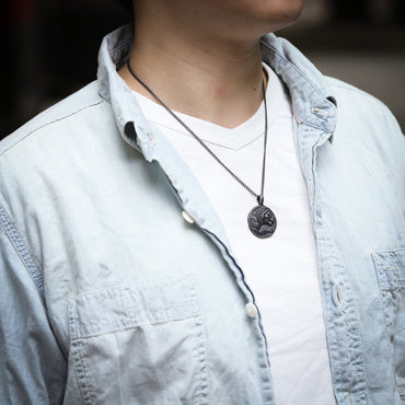 PSS1130 STAINLESS STEEL PENDANT WITH 925 BLACK AAB CO..