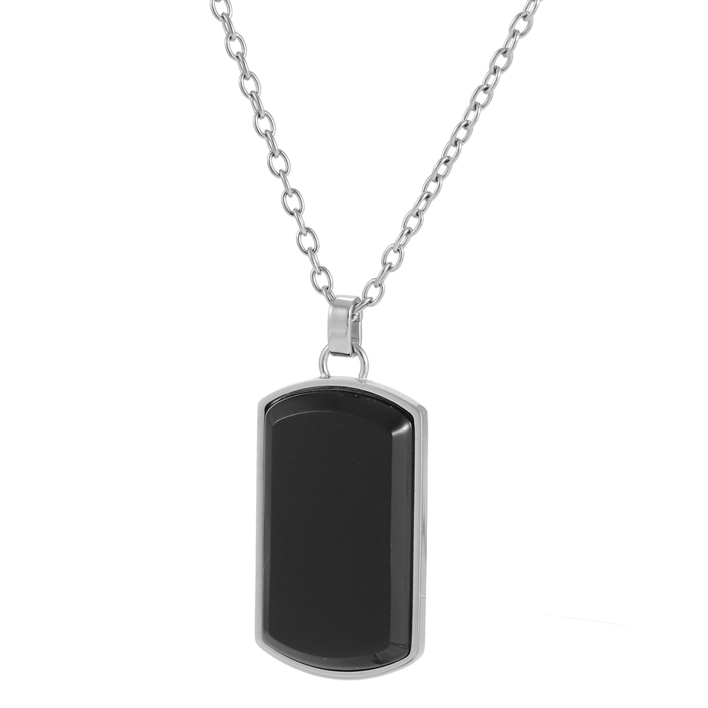 PSS1168 STAINLESS STEEL DOG TAG WITH NATURAL STONE