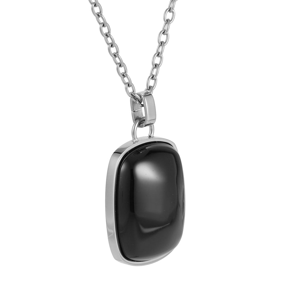 PSS1169 STAINLESS STEEL OVAL PENDANT WITH NATURAL STONE