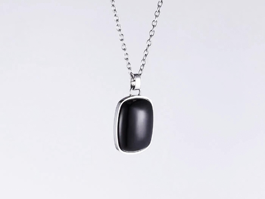 PSS1169 STAINLESS STEEL OVAL PENDANT WITH NATURAL STONE