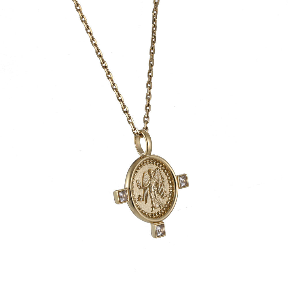 PSS1188 STAINLESS STEEL PENDANT WITH ANGEL & CZ AAB CO..