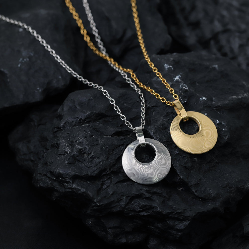 PSS1217 DAMASCUS STEEL PENDANT IN ROUND SHAPE