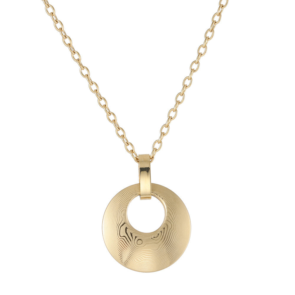 PSS1217 DAMASCUS STEEL PENDANT IN ROUND SHAPE