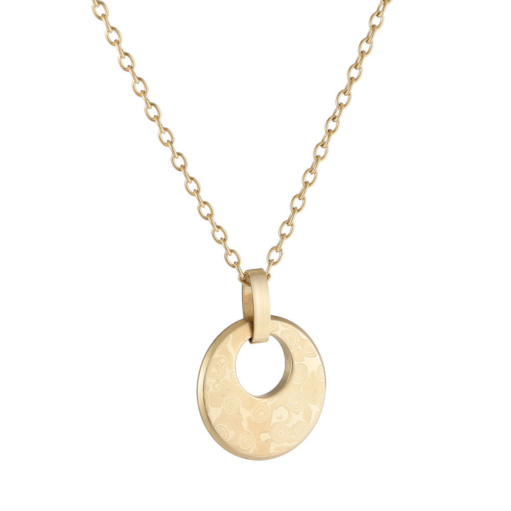 PSS1217 DAMASCUS STEEL PENDANT IN ROUND SHAPE