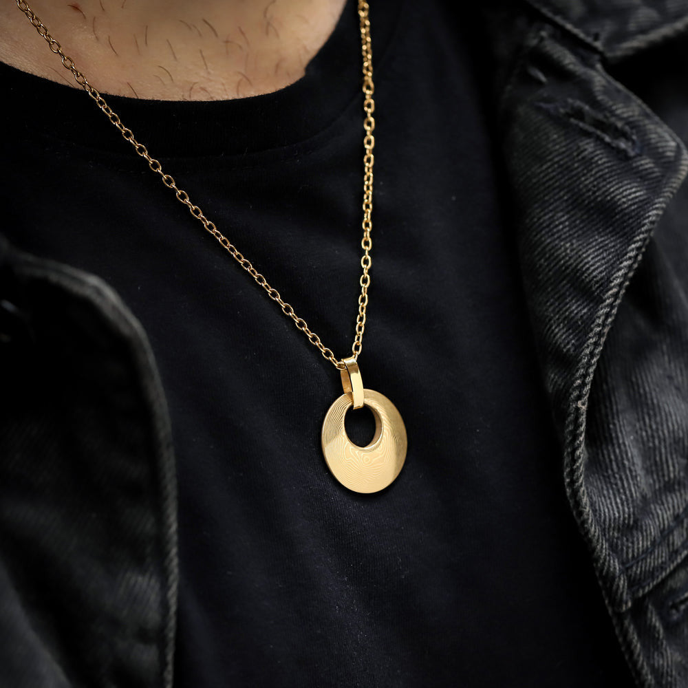 PSS1217 DAMASCUS STEEL PENDANT IN ROUND SHAPE