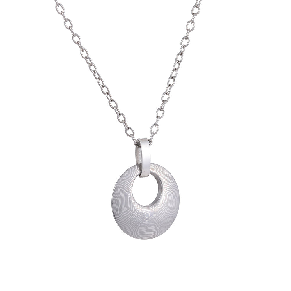 PSS1217 DAMASCUS STEEL PENDANT IN ROUND SHAPE