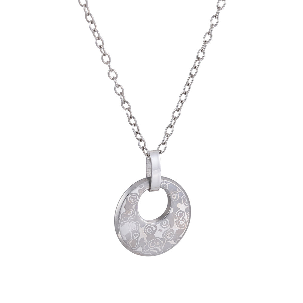 PSS1217 DAMASCUS STEEL PENDANT IN ROUND SHAPE