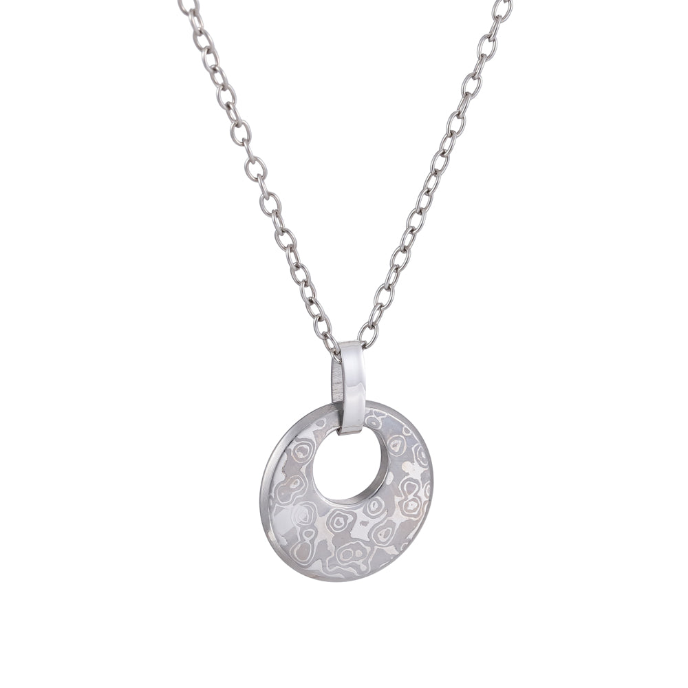PSS1217 DAMASCUS STEEL PENDANT IN ROUND SHAPE