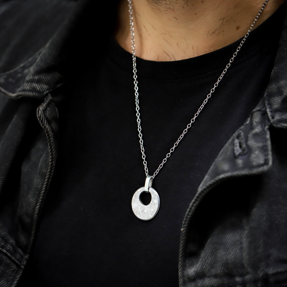 PSS1217 DAMASCUS STEEL PENDANT IN ROUND SHAPE