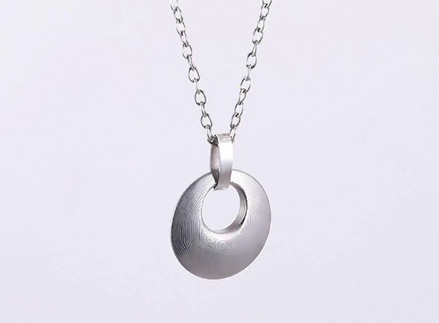 PSS1217 DAMASCUS STEEL PENDANT IN ROUND SHAPE
