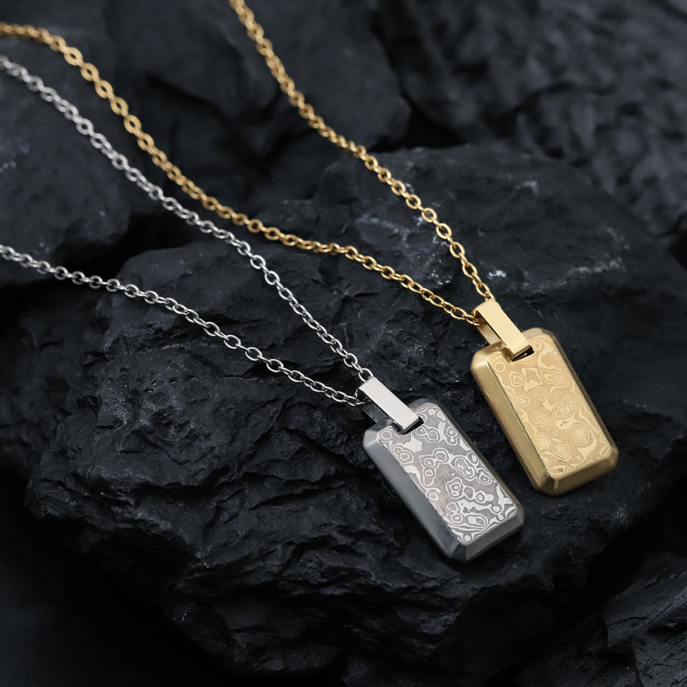 PSS1218 DAMASCUS STEEL PENDANT IN RECTANGLE SHAPE
