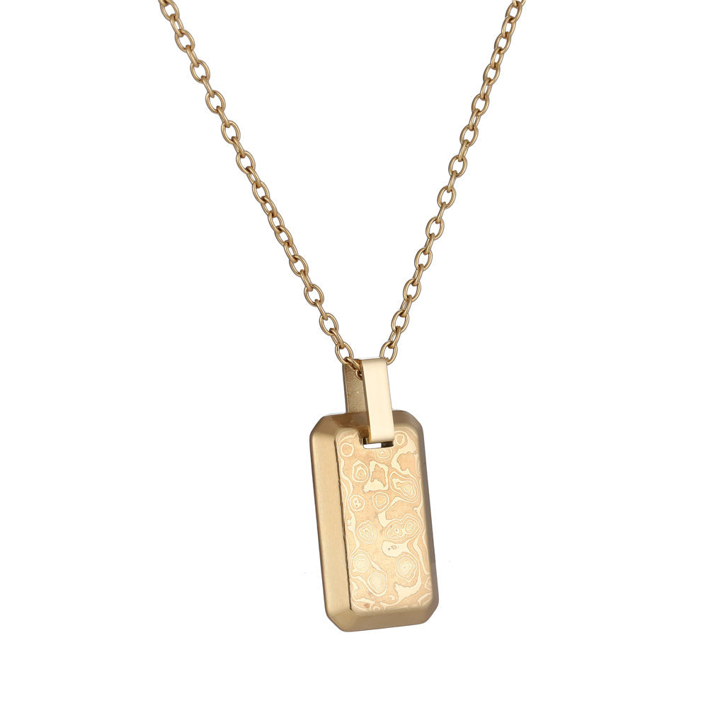 PSS1218 DAMASCUS STEEL PENDANT IN RECTANGLE SHAPE