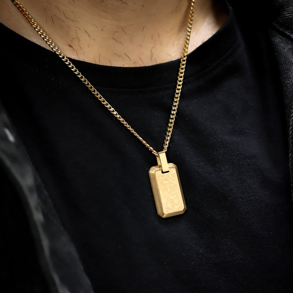 PSS1218 DAMASCUS STEEL PENDANT IN RECTANGLE SHAPE