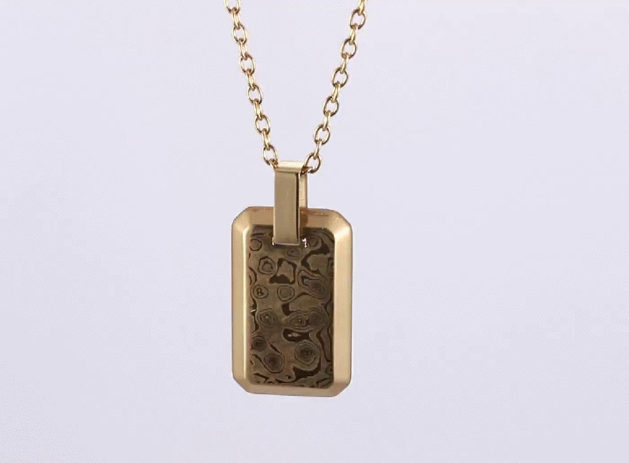 PSS1218 DAMASCUS STEEL PENDANT IN RECTANGLE SHAPE
