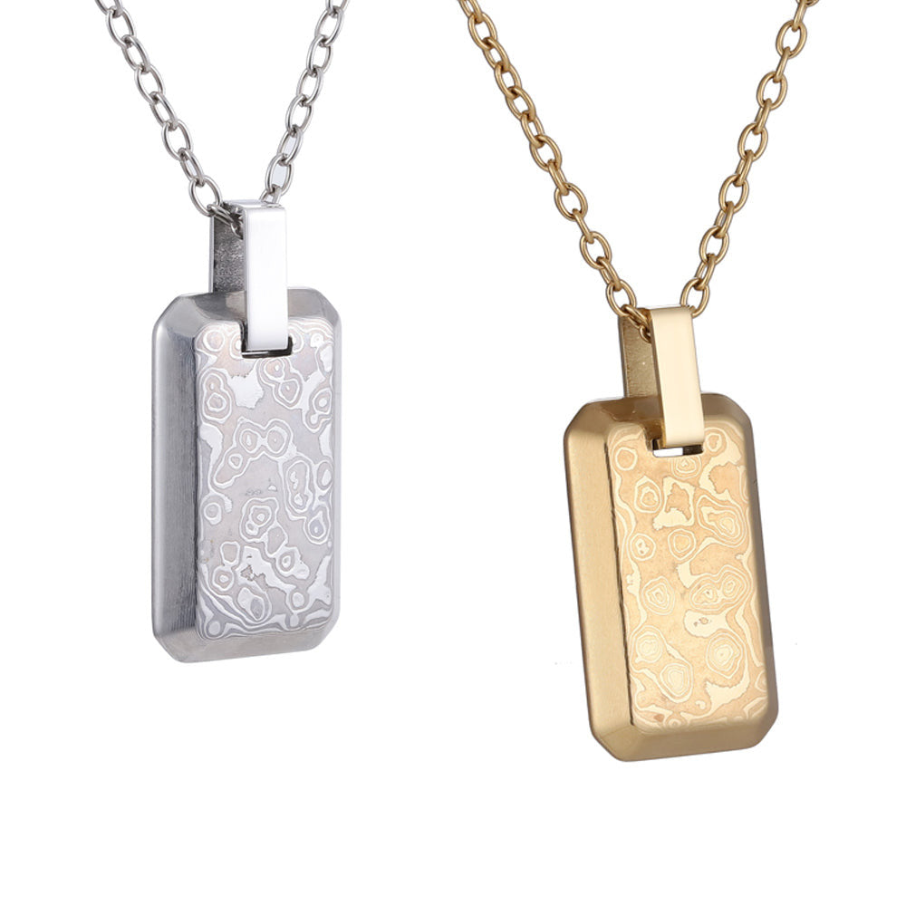 PSS1218 DAMASCUS STEEL PENDANT IN RECTANGLE SHAPE