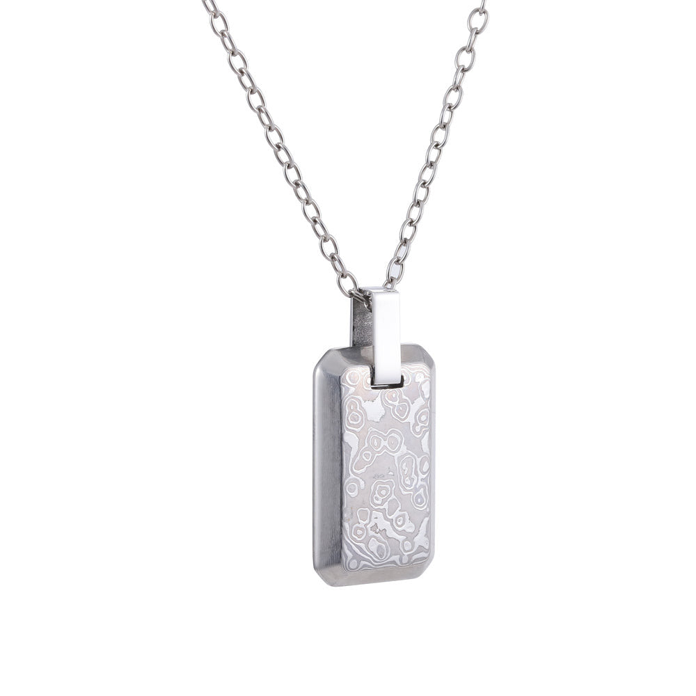 PSS1218 DAMASCUS STEEL PENDANT IN RECTANGLE SHAPE