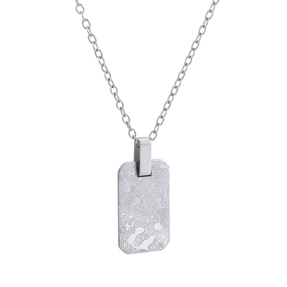 PSS1218 DAMASCUS STEEL PENDANT IN RECTANGLE SHAPE