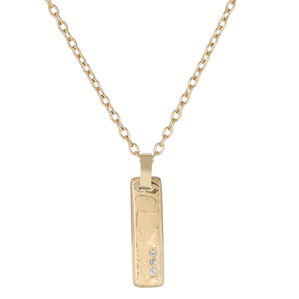 PSS1219 DAMASCUS STEEL PENDANT WITH CZ AAB CO..