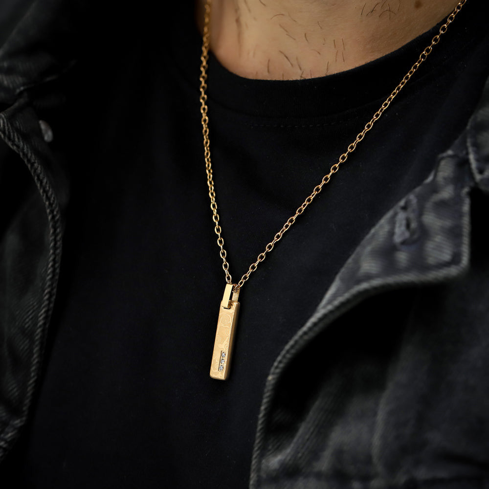 PSS1219 DAMASCUS STEEL PENDANT WITH CZ AAB CO..