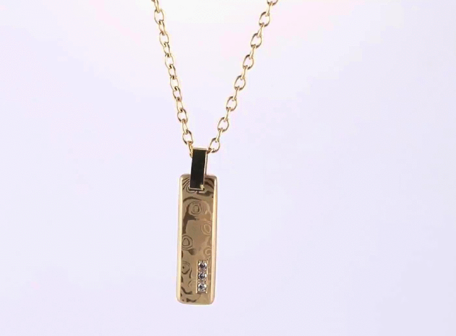 PSS1219 DAMASCUS STEEL PENDANT WITH CZ AAB CO..