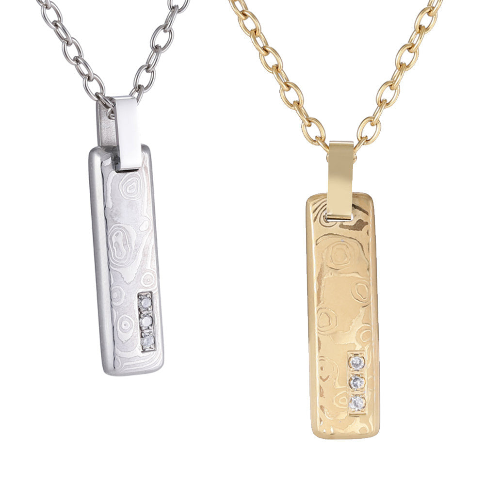 PSS1219 DAMASCUS STEEL PENDANT WITH CZ AAB CO..