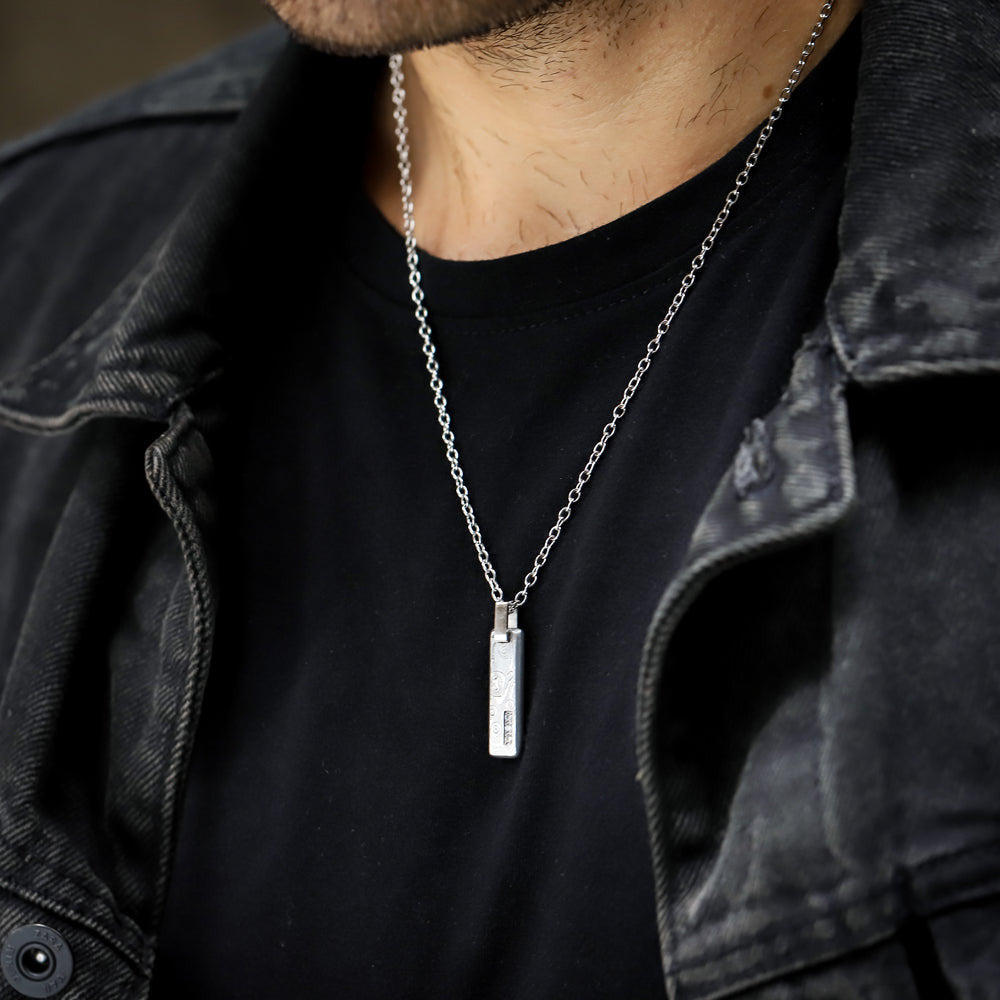 PSS1219 DAMASCUS STEEL PENDANT WITH CZ AAB CO..
