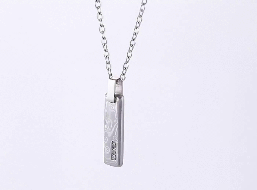 PSS1219 DAMASCUS STEEL PENDANT WITH CZ AAB CO..
