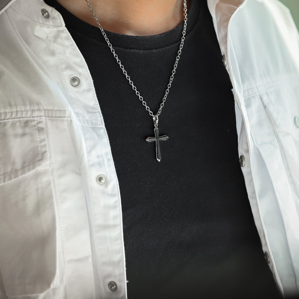 PSS1225 STAINLESS STEEL CROSS PENDANT WITH CASTING STONE AAB CO..