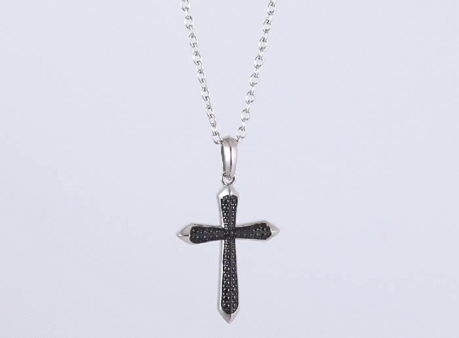 PSS1225 STAINLESS STEEL CROSS PENDANT WITH CASTING STONE AAB CO..
