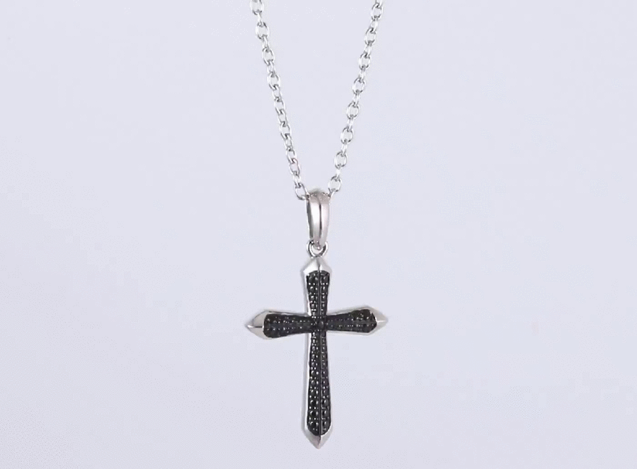 PSS1225 STAINLESS STEEL CROSS PENDANT WITH CASTING STONE