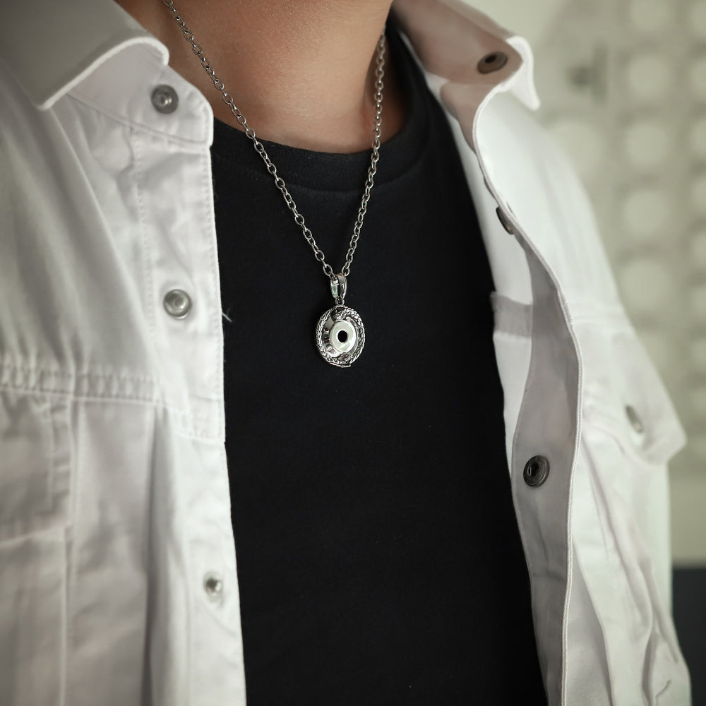 PSS1229 STAINLESS STEEL ROUND PENDANT WITH SNAKE AAB CO..