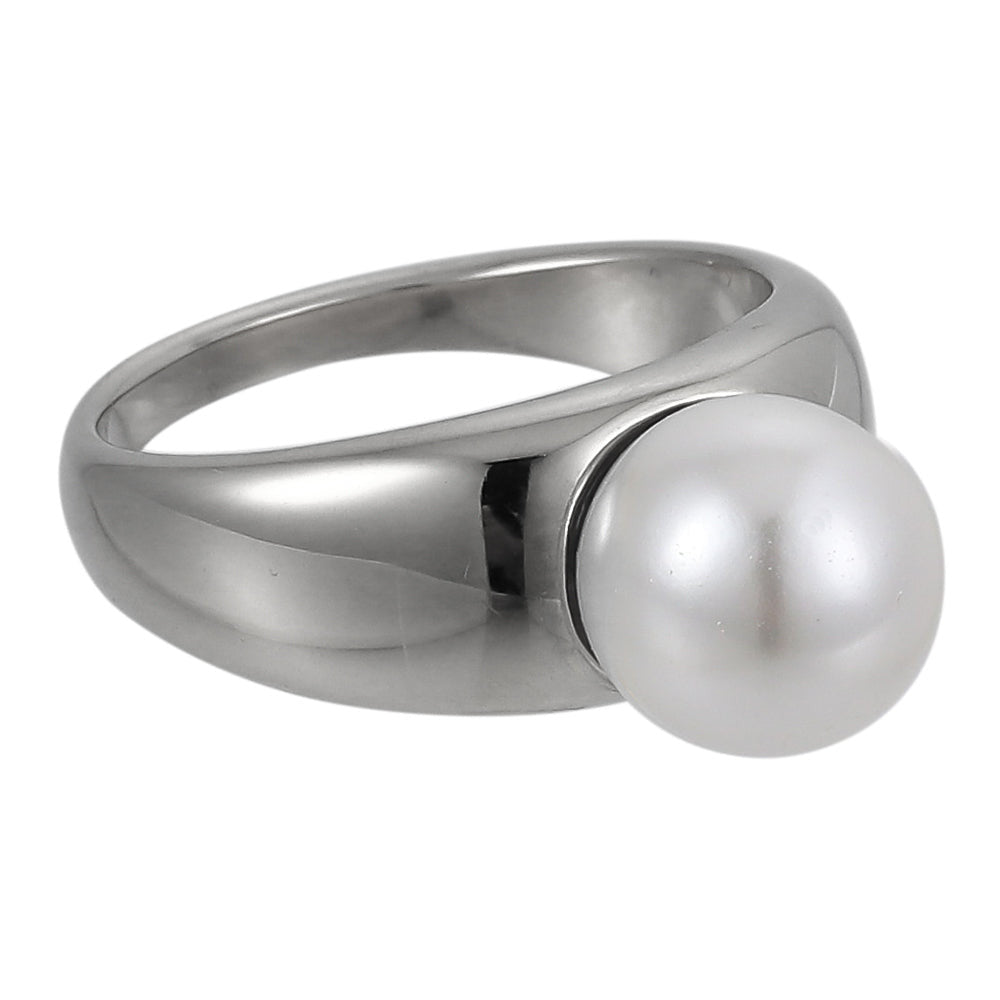 RSS1066 STAINLESS STEEL RING WITH SHELL PEARL AAB CO..