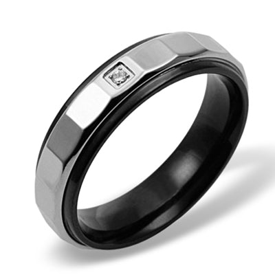 RSS409  STAINLESS STEEL RING PVD CZ