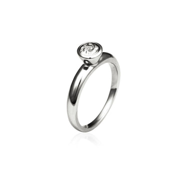 RSS464 STAINLESS STEELTEEL RING W/ SWARVOSKI AAB CO..