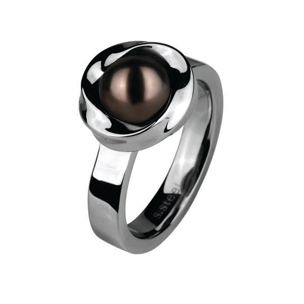 RSS523  STAINLESS STEEL RING WITH PEARL AAB CO..
