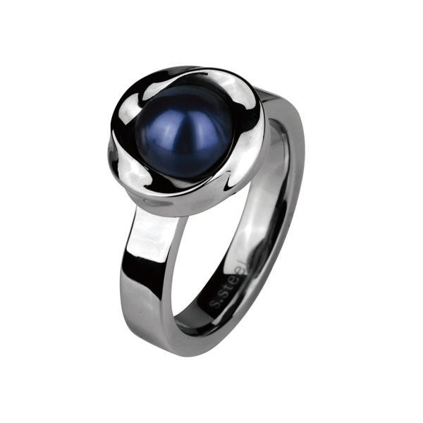 RSS523  STAINLESS STEEL RING WITH PEARL AAB CO..