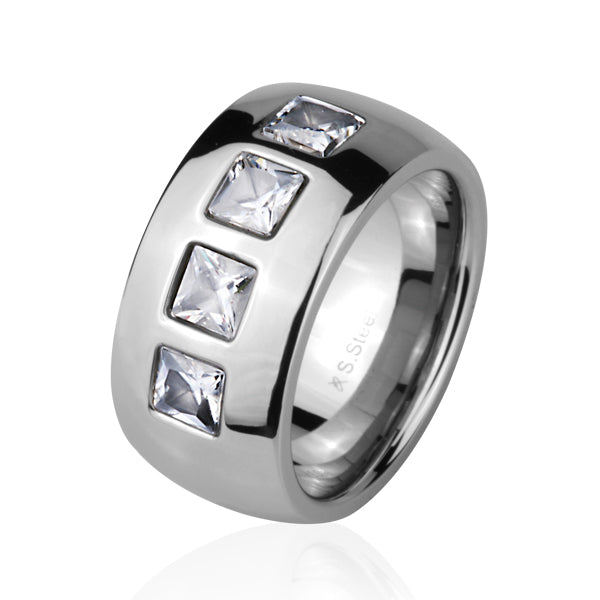 RSS627 STAINLESS STEEL RING WITH CZ