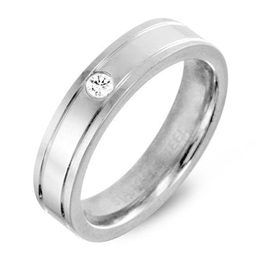 SSRCZ02 STAINLESS STEEL  RING WITH  CZ AAB CO..