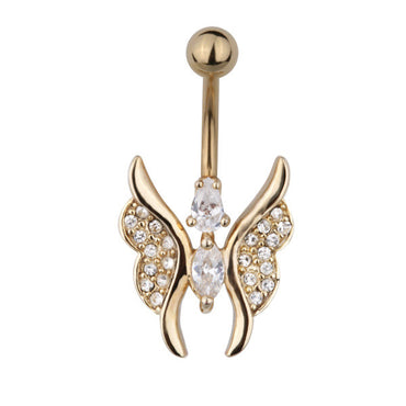 belly bars, body jewelry, banana with butterfly