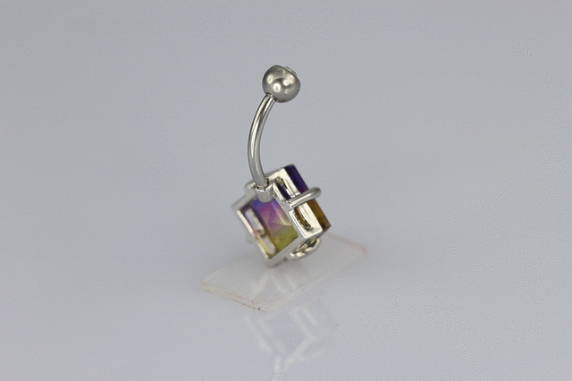 TBPN420 BANANA WITH SQUARE GLASS STONE